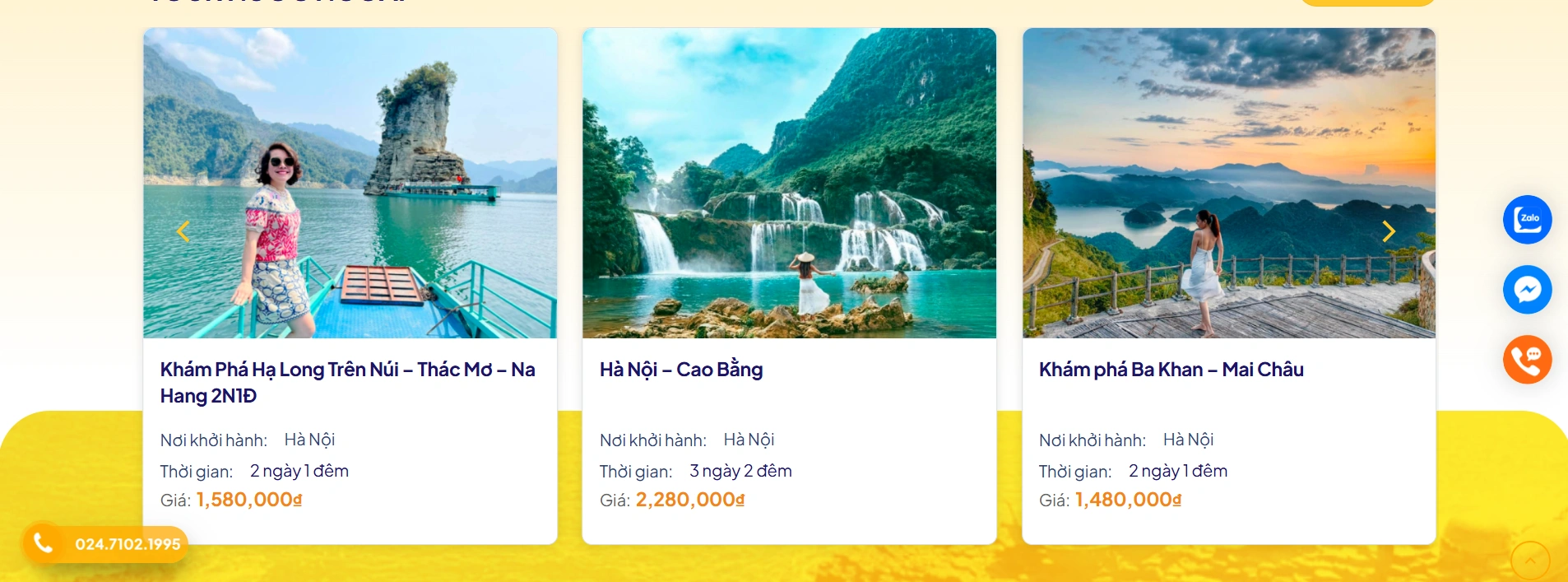 Khách hàng dễ dàng lựa chọn tour theo lịch trình ngắn hạn