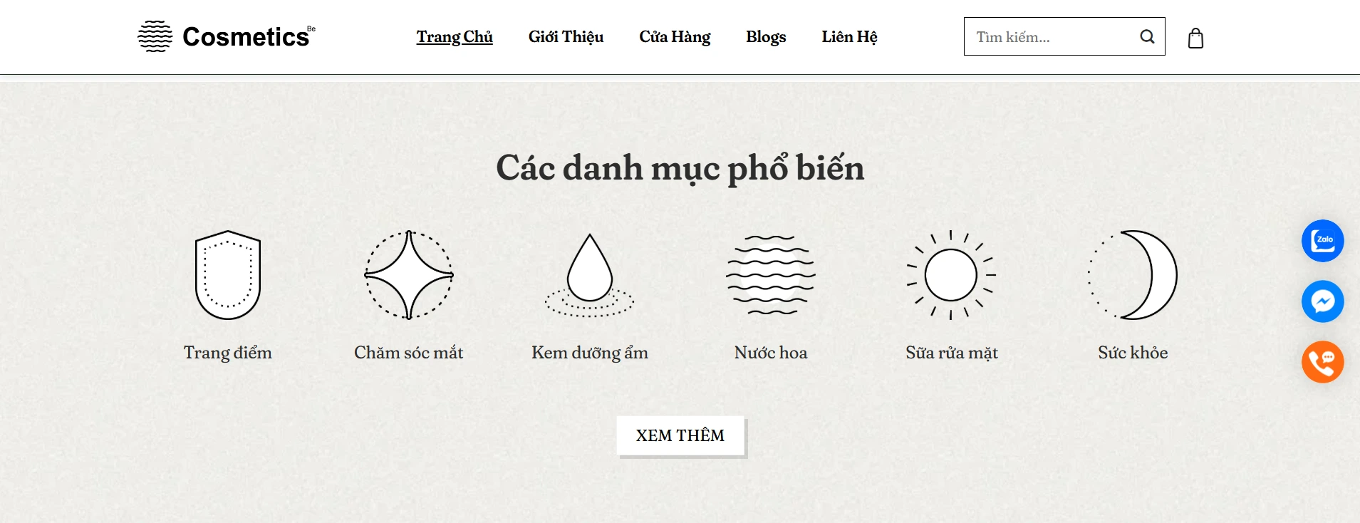 Trang danh mục sản phẩm đơn giản nhưng chi tiết