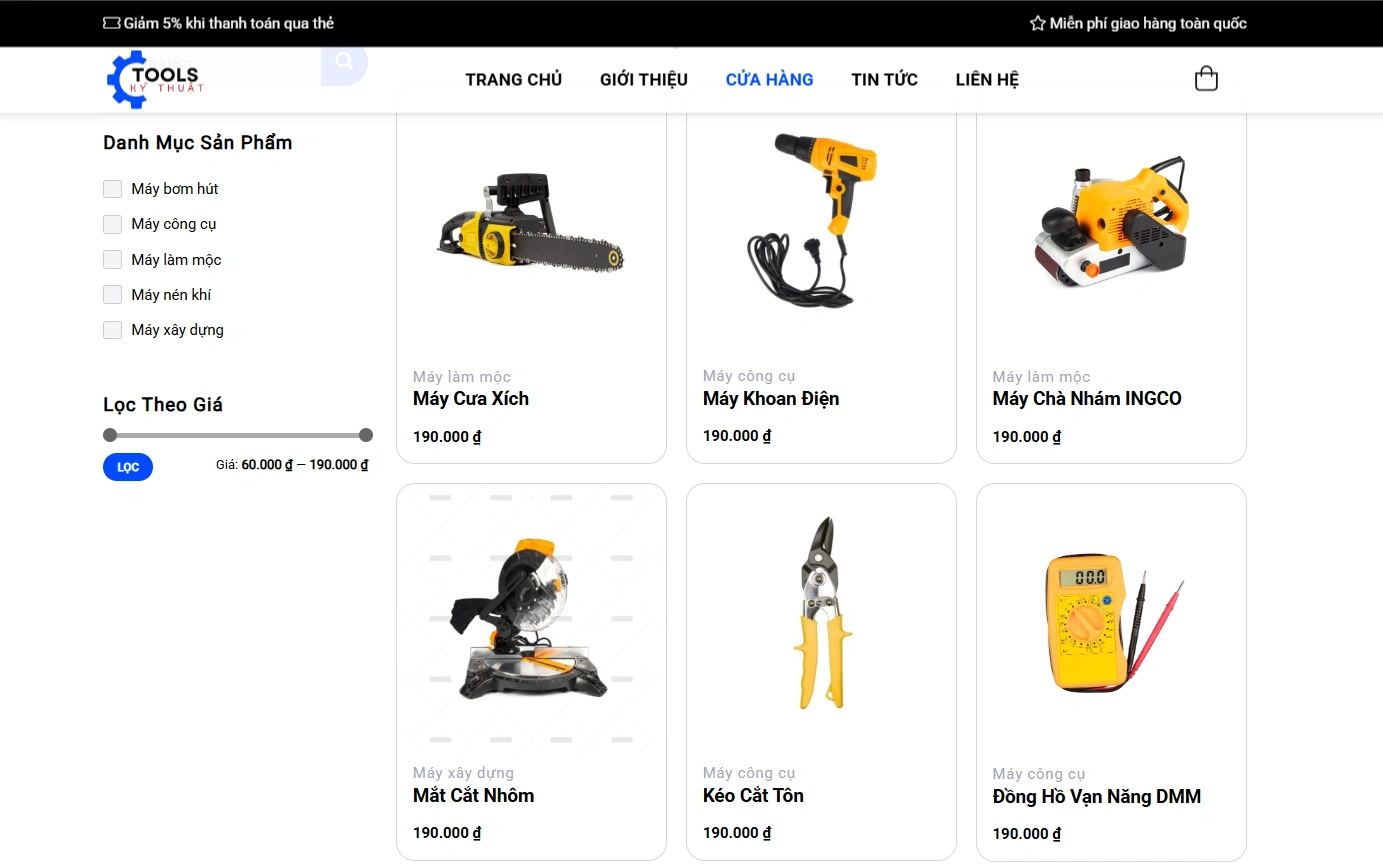 Sản phẩm đều được hiển thị với hình ảnh rõ nét