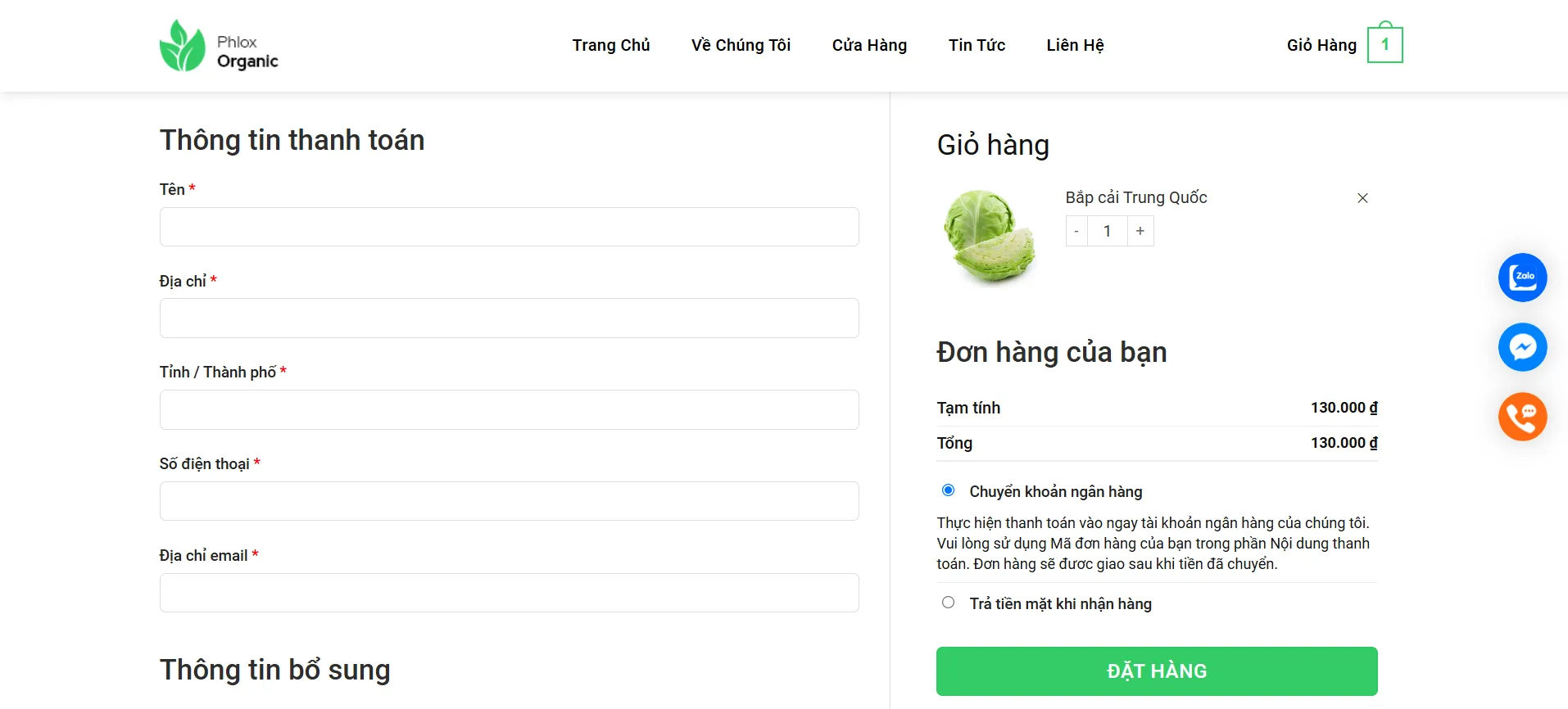 Giỏ hàng và thanh toán đơn giản, dễ thao tác
