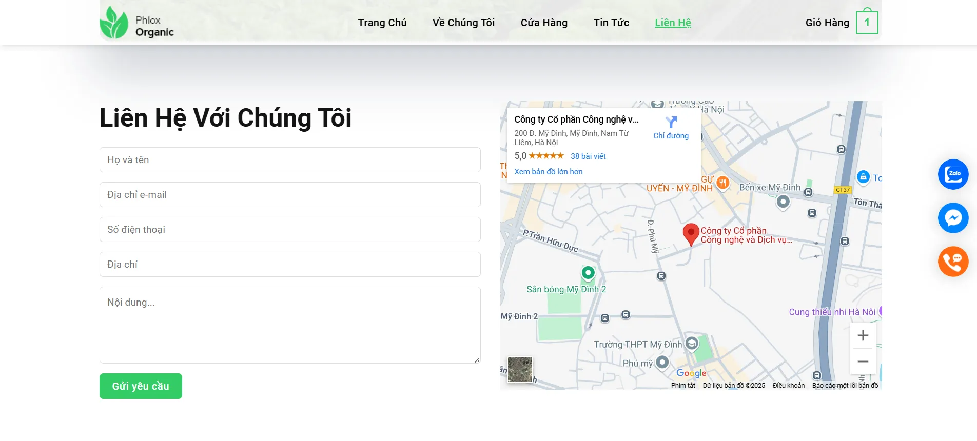 Tích hợp bản đồ Google Map ở trang liên hệ, định vị chính xác cửa hàng.
