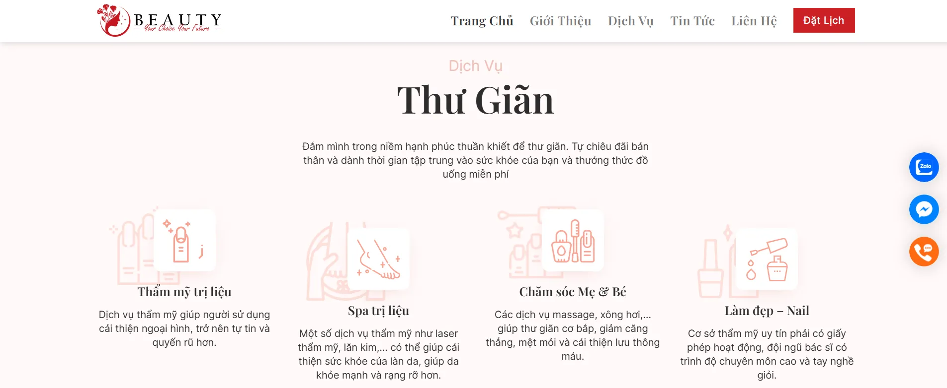 Cung cấp danh mục dịch vụ rõ ràng, chi tiết