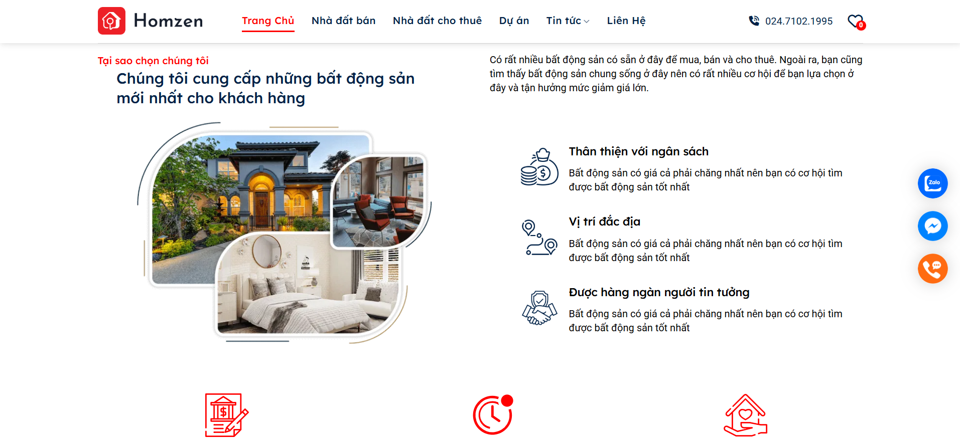 Giao diện website hiện đại, chuẩn ngành bất động sản