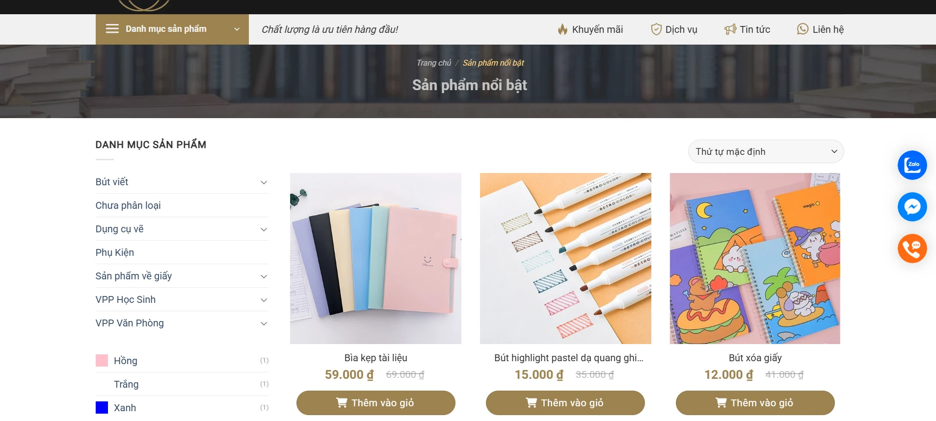 Danh mục sản phẩm dễ dàng phân loại