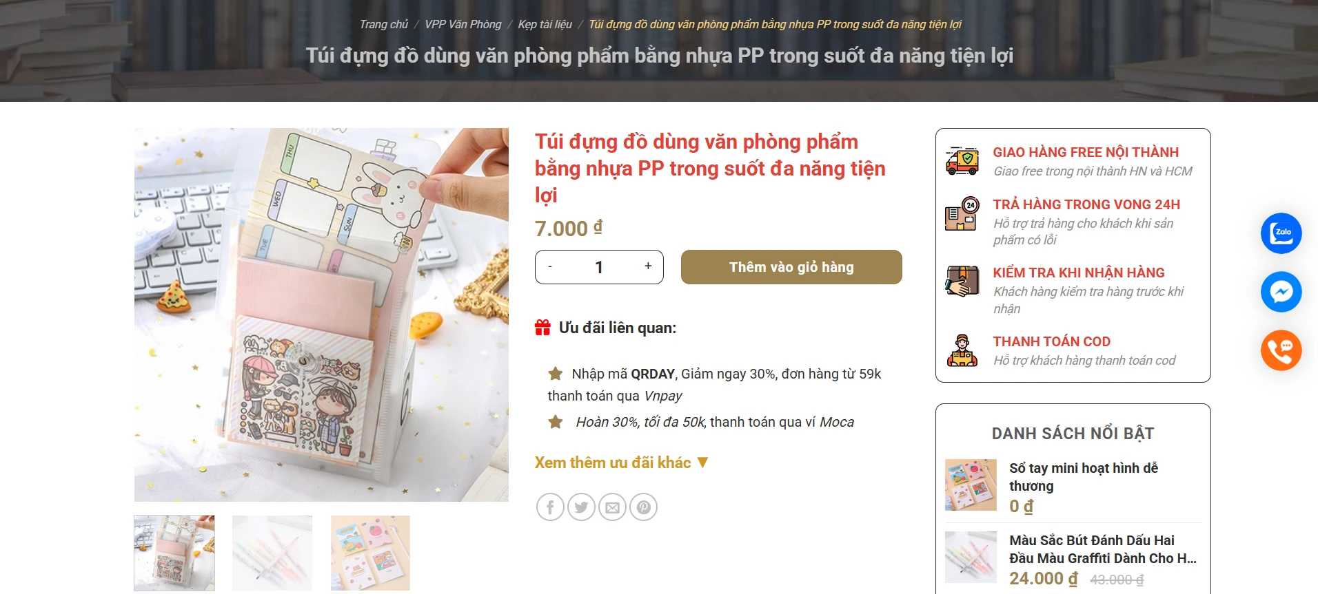 Trang sản phẩm hấp dẫn và chi tiết