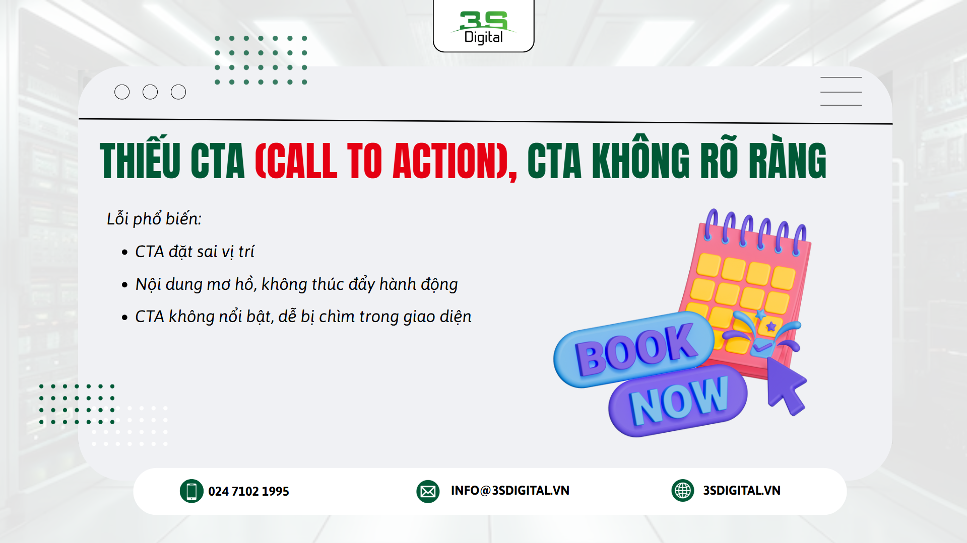 Thiếu CTA (Call To Action), nút CTA không rõ ràng